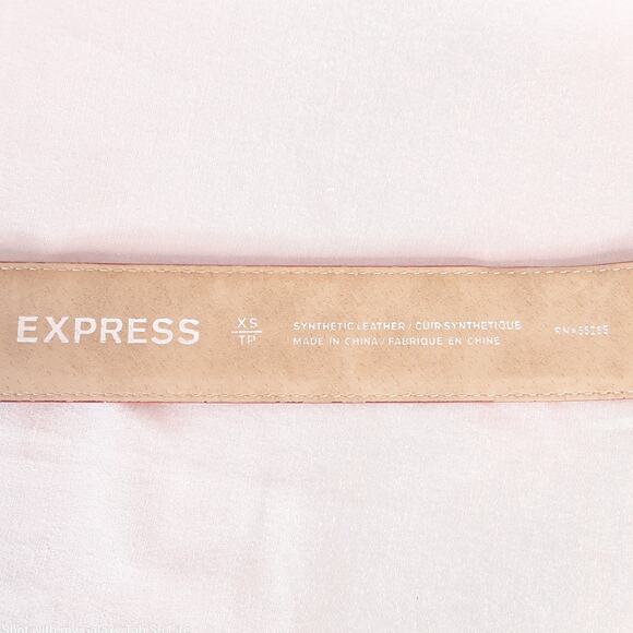 Express Red Synthetic Leather Belt XS Waist Double Circle Silver Tone Buckle - Picture 7 of 13